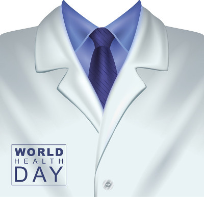 4月7日世界卫生日。白色的医生服