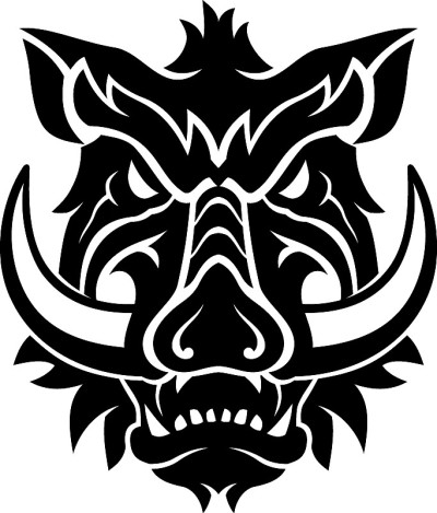 野猪头纹身，狂怒吉祥物设计