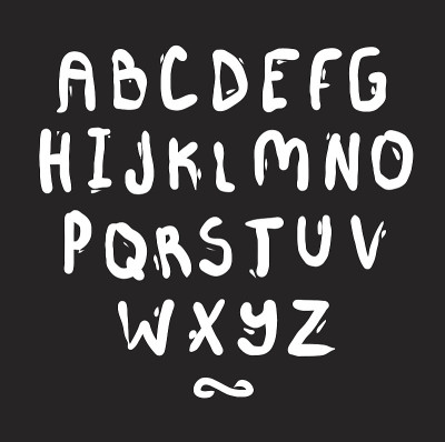 手绘字母表。字母组