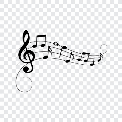 音乐音符与旋涡，矢量插图。