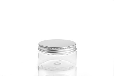 空塑料，玻璃罐化妆品，洗剂包装上的白色背景