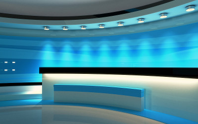 电视演播室。新闻工作室。