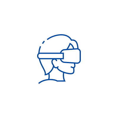 Virtual reality, glasses and headset line icon con