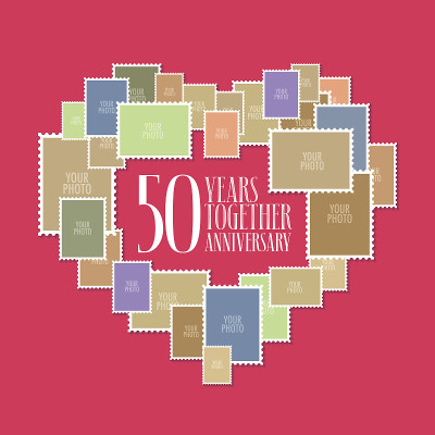 50年婚礼或婚姻矢量图标，插图