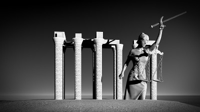 破碎的正义女士3d渲染