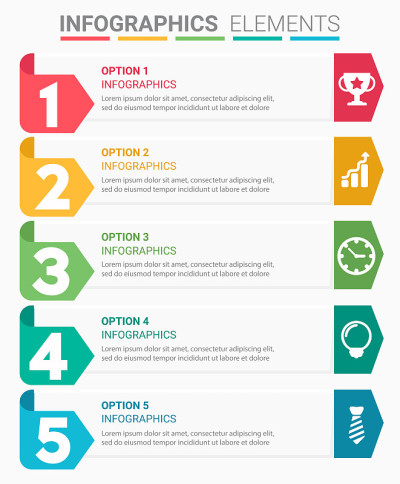 INFOGRAPHICS元素抽象设计的数字前五列表模板