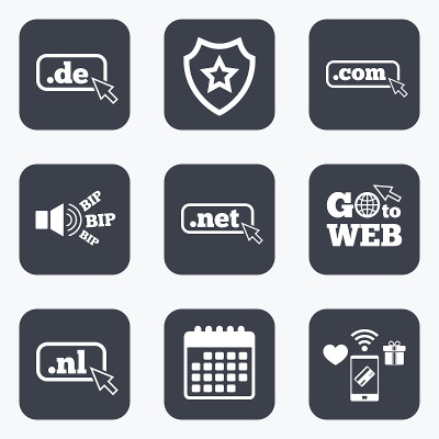 顶级域名的迹象。De, Com, Net和Nl。
