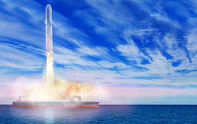 太空火箭从船上海上发射升空