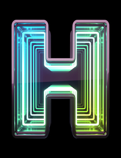 ∞氖字体。月后的光。字母H。