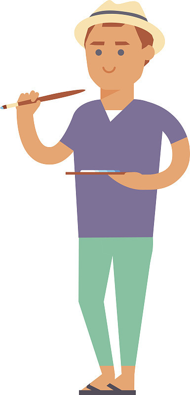 艺术家创造性的男孩矢量字符