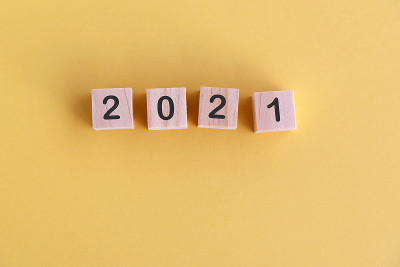 2021年的木版新年概念