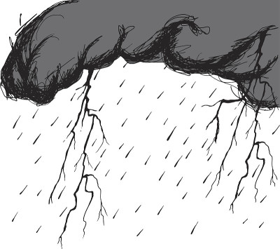 带着雨滴和闪电的暴风云