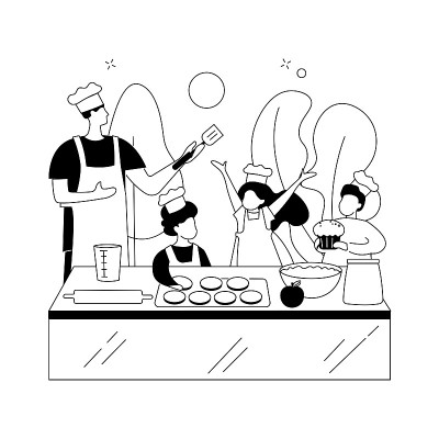 烹饪营抽象概念矢量插图。