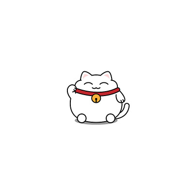 可爱的幸运猫卡通图标，矢量插图