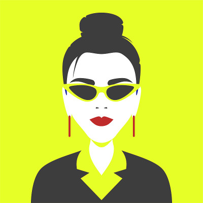 Vector portrait of a girl in geometric pop art sty