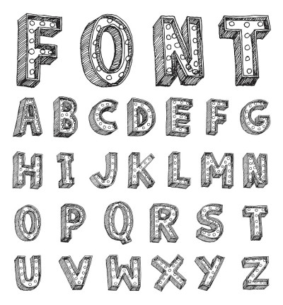 矢量字母与灯泡。