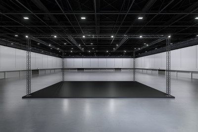 展示平台用于实物模型和企业形象，展示设计。空的展台设计。展厅零售展位元素。展位设计贸易展。空白展台系