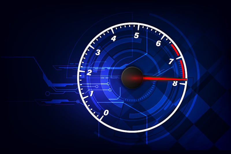 Speed motion background with fast speedometer car.