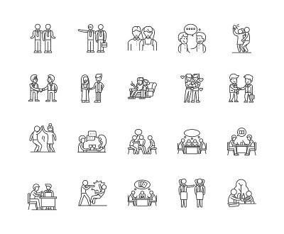 Dialogue line icons, signs, vector set, outline il