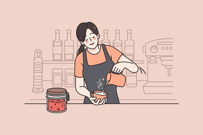 从事咖啡店概念的咖啡师工作