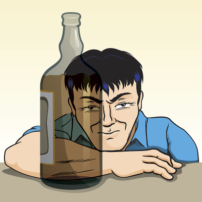 人醉了，烦躁了，透过酒瓶里的酒精饮料反映出来
