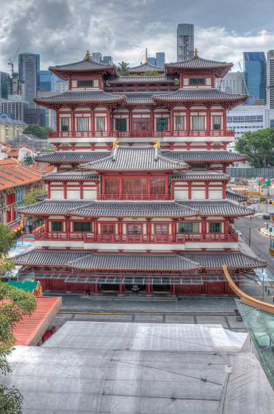 佛牙舍利寺，唐人街，新加坡，高架观景