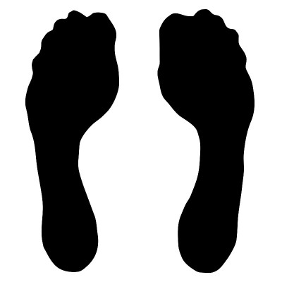 Contours of whole footprints, of black color.