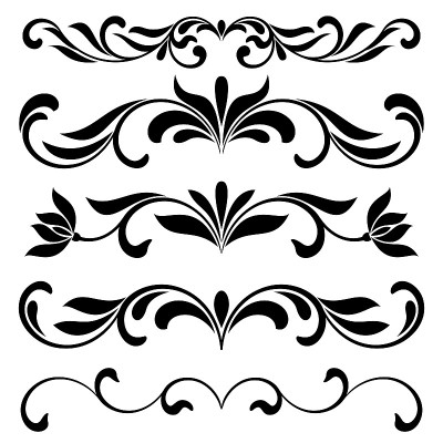 Borders decorative vignette elements set isolated 