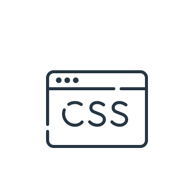 CSS图标矢量从编程概念。css可编辑描边的细线插图。CSS线性标志，用于web和移动应用程序，标志