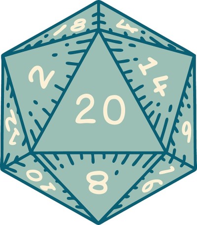 纹身风格图标的一个d20骰子