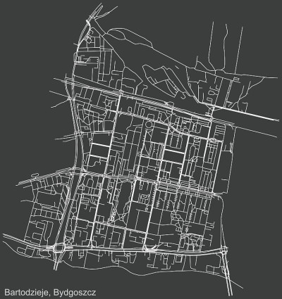 波兰Bydgoszcz Bartodzieje区阴暗的街道地图