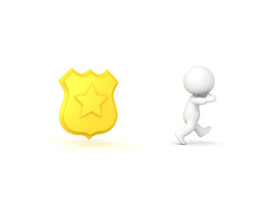 3D角色被警察徽章追赶