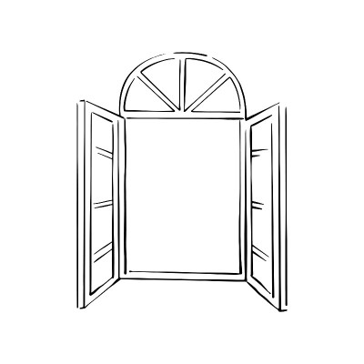 打开窗口示意图。元素的建筑。