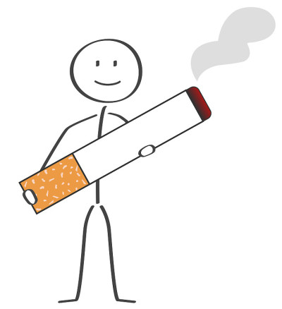 Stick figure with cigarette in hand矢量