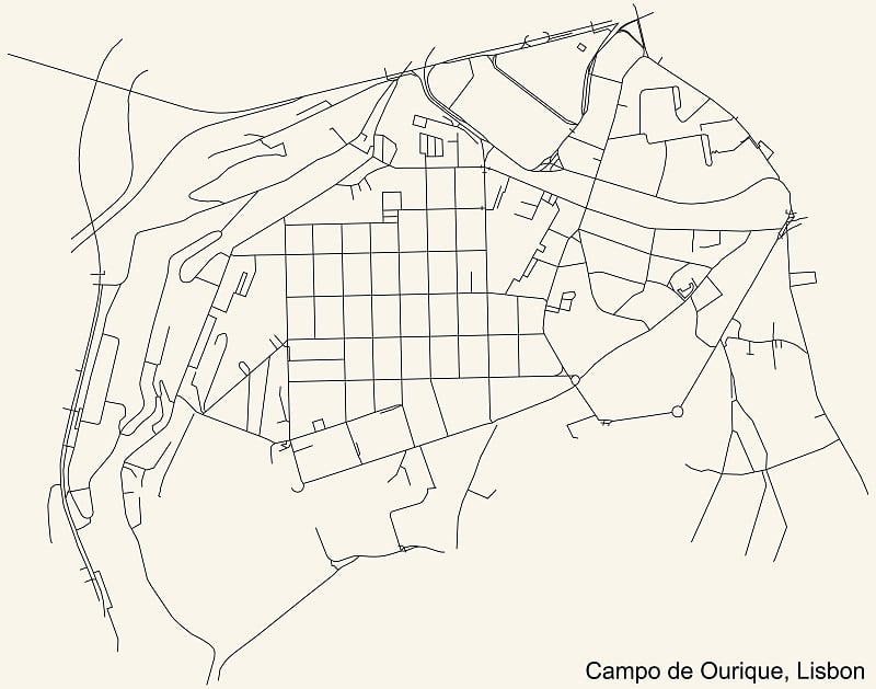 葡萄牙里斯本Campo de Ourique区的街道地图