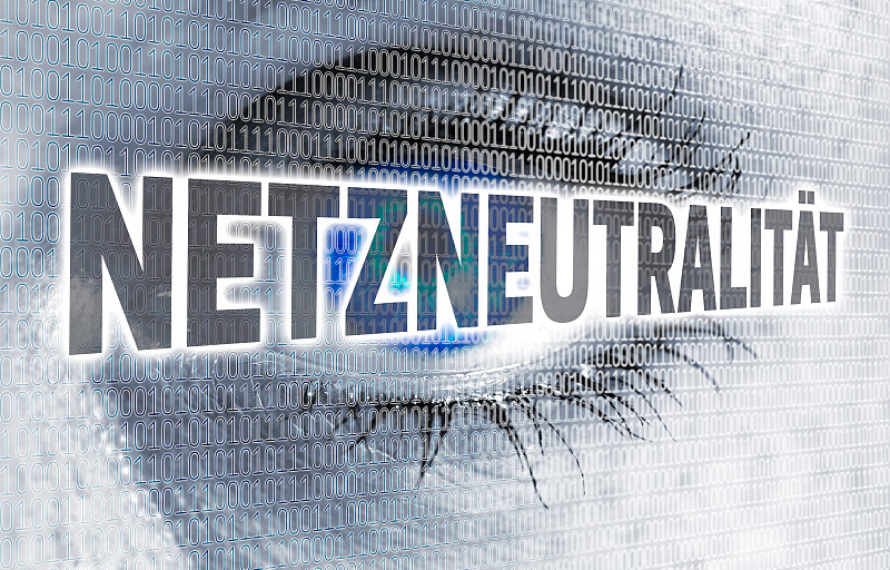 Netzneutralitaet(在德国网络中立)眼睛与矩阵看观众的概念