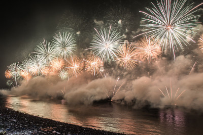 里约热内卢科帕卡巴纳海滩上的烟花庆祝2019年除夕