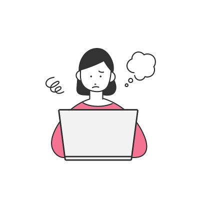 一个被电脑操作困扰的女人的插图材料