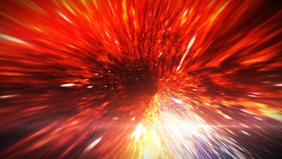 空间中的时空扭曲。飞进黑洞