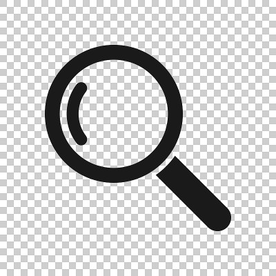 Loupe sign icon in transparent style. Magnifier ve
