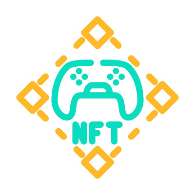NFT和游戏颜色图标矢量插图