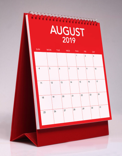 简单的桌面日历2019 - 8月