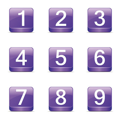 数字计数方形向量紫罗兰图标设计集