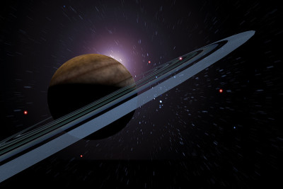 Planet Saturn Galaxy 3D Illustration