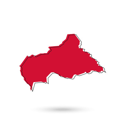 在白色背景上的红色中非共和国地图的矢量插图