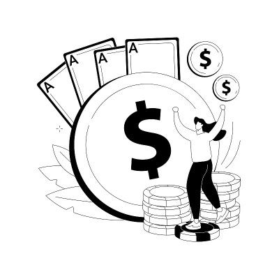 赌博收入抽象概念矢量说明。