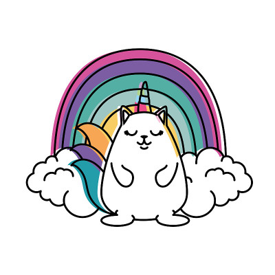 可爱的幻想仓鼠与彩虹