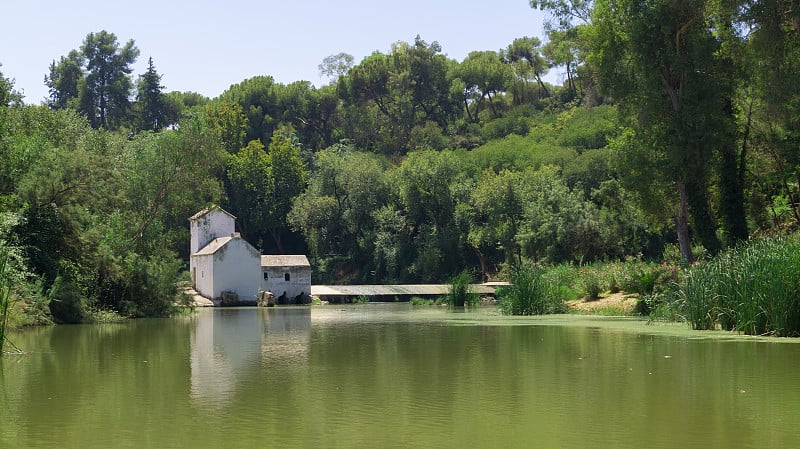 贝纳罗萨米尔在Alcala de Guadaira(西班牙安达卢西亚)。来自中世纪的河磨或反轮在瓜德