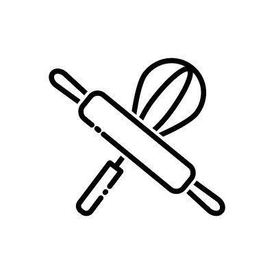 擀面杖和搅拌器，图标在线风格。