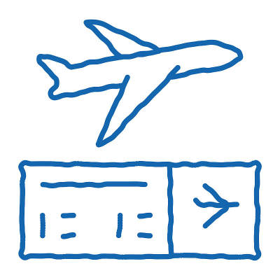 机票涂鸦图标手绘插图